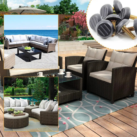 Outdoor patio furniture with M6 Table Leg Levelers Set Eight Pcs Screws On Furniture Glides Foot Adjusters