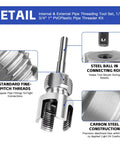 Four In One Water Pipe Wrench And Pipe Tapping Tool Set showing standard fine-pitch threads and carbon steel construction