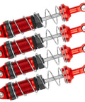 Pack Of 4 Full Metal Shock Absorbers For 1/12 Scale MN Series RC Crawler Cars CNC Aluminum Dampers Compatible With MN128 MN86 MN86K MN86KS G500 Red Finish Upgrade