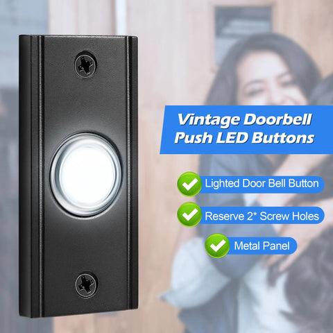 Lighted Metal Door Bell Push Button For Home And Garage Vintage Style LED Door Bell Button Wall Mounted Door Bell Switch
