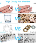 Flat washers set, 800 pcs, 304 stainless steel, 9 sizes M2–M12, assorted hardware kit