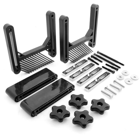 Dual Deluxe Stackable Featherboards For Table Saw Kit With Riser Blocks, Aluminum Miter Lock Bar And TBolt Hardware, Feather Boards For Table Saw, Router And Bandsaws