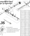 Decomposition chart of Bowfishing Spincast Reel For Slingshot Bow Left Or Right Handed 3.6 To 1 Gear 76 Yards Of 4 Lb Line 48 Lb Max