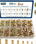 All In One Rivet Nut Assortment Kit With 920 Pieces Metric And SAE Nutserts Including M3 M4 M5 M6 M8 M10 And Inch Sizes 6-32