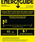 BLACK+DECKER portable washer energy guide label; yellow background with black text.