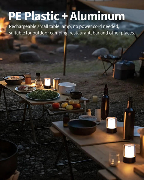 2 Pack 4 Inch LED Mini Cordless Table Lamp Touch Activated Night Light Waterproof Battery Powered Rechargeable Portable Light For Outdoor Dining Camping Nursery Baby Bar Party Black on tables.