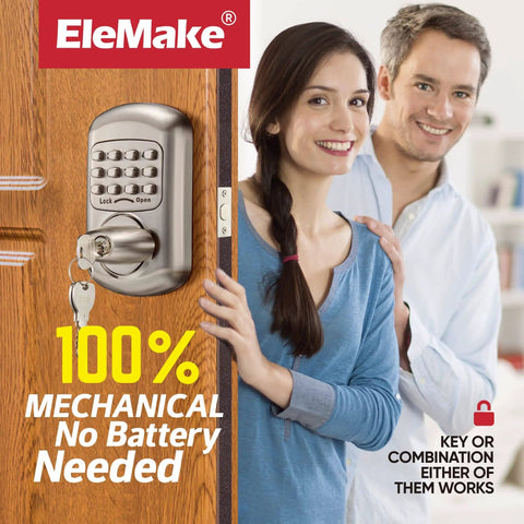 Keyless Mechanical Deadbolt Door Lock With Keypad Zinc Alloy Construction Sabbath Lock for Shabbos on wooden door