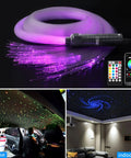 6W Sound Activated 550pcs Fiber Optic Car Star Ceiling Lights Kit With 9.8ft 0.03in Fibers, Waterproof Headliner Lights