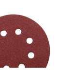 Top Notch 5 Inch Sanding Discs Compatible With Orbital Sanders For Fast Dust Removal Quick Mount Hook Loop Backing showing 8 hole design.