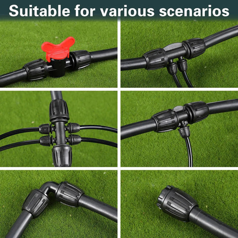 20 Piece Half Inch Drip Irrigation Fittings Kit For DIY Watering System With Elbows Switch Valves End Caps Couplings