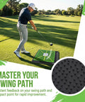 Golfer using Indoor Outdoor Golf Practice Mat Top Notch Swing Training Analyzing Swing Path And Ball Impact Replaceable Mats