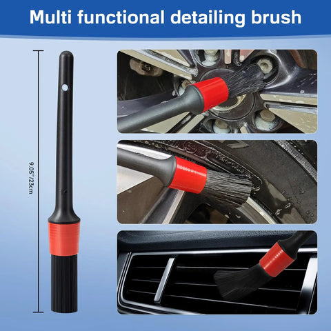 4 Pack Wheel And Tire Cleaning Brush Kit For Cars, Motorcycles, RVs And Trucks, Ultra Soft Synthetic Woolies, 360 Bendable Bristles, No Spatter, Includes Stiff Tire Brush And Soft Detailing Brush For Rims, Hubs And A Next Level Clean. 9.05in detailing brush