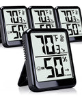 4 Pack Room Thermometer Indoor Hygrometer Humidity Gauge Meter With High Accuracy Temperature And Humidity Monitor Wet Ok Dry Icons For Easy Read Humidity Levels Perfect For Home Office Kitchen Nursery And Garage, black LCD