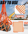 YATOINTO orange nylon cargo lifting net, 6.56' x 6.56', 15 cm square-hole mesh with four corner lifting loops