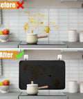Before and after of using Heat Resistant Glass Stovetop Cover For Electric Stoves 21 By 29 Point 5 Inches Fireproof Waterproof Shield