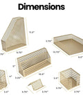 Dope Gold Desk Organizer Set 6 Piece Metal Office Accessories With Mail Sorter Pen Cup Sticky Note Holder Magazine Rack Letter Tray And Business Card Holder For A Sleek Modern Home Office