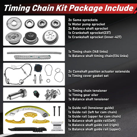 Chevy Engine Timing Chain Kit For 2.2L 2.4L Ecotec With Guide Rail Set Details