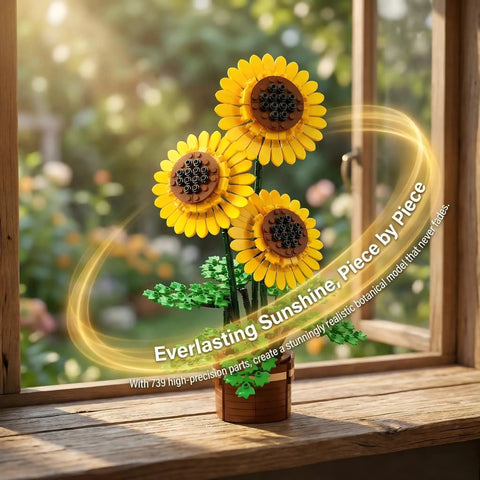Vibrant Floral Building Set With Vase For Adults Grown Up Friendly Compatible With Lego Flowers 739 Pieces Botanical Home Decor Kit for desk display