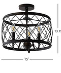 Oil Rubbed Bronze 15 Inch Led Semi Flush Mount Ceiling Light With Three Light Modern Industrial Drum Fixture