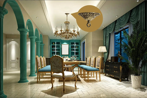 Dining room featuring 5.51 Inch Copper Canopy Kit With Mounting Hardware Built To Last, Heavy Duty Ceiling Light Cover Plate With Antique Bronze Finish