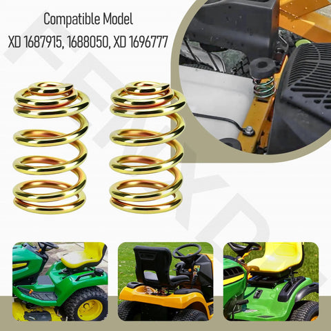 Beefed-Up Compression Seat Spring 283516 Upgrade for Zero Turn Mowers shown with mower seat compatibility