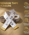 Soft Body Measurement Tape With Dual Scale 60 Inch And 150 Cm Non Stretch Lightweight Flexible Tape For Body Sewing Tailoring Waist Measurements Easy To Read And Carry Everyday Kit Essential, tape coiled with features highlighted