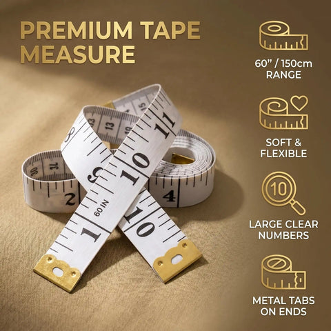 Soft Body Measurement Tape With Dual Scale 60 Inch And 150 Cm Non Stretch Lightweight Flexible Tape For Body Sewing Tailoring Waist Measurements Easy To Read And Carry Everyday Kit Essential, tape coiled with features highlighted
