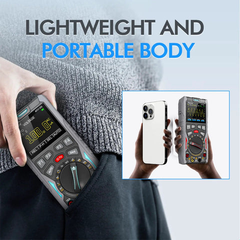 Person holding All In One Handheld Oscilloscope And Multimeter With Built In Signal Generator 12MHz Bandwidth