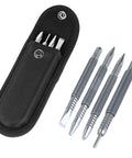All-In-One 4 Piece Nail Setter Kit With Dual Head Nail Setter And Center Punch, tools with black case and various heads visible
