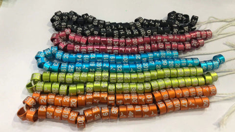 Bulk 100 Pcs Metal Bird Leg Rings 2mm To 16mm For Parrots Pigeons Chickens Bantams Great For Tracking And Identification Customizable With Name Phone Year Or Logo Ships As Numbers 1 To 50, colorful numbered rings on strings