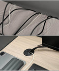 Two Inch Desk Grommet Black For Cables Flexible Cable Grommet Pack Of Five Fits Two Inch Holes with cables organized on desk surface