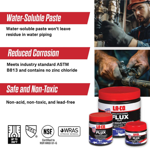 Water Soluble Copper Flux Paste For Soldering, All Weather Plumbing Grade, Brush In Cap, 4 Oz, Non Toxic, Lead Free, No Zinc Chloride