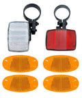 Six Pack Bike Reflectors Front And Rear With Wheel Spoke Brackets For Handlebar And Seat Post High Visibility Waterproof