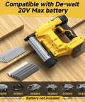 Badass 2-In-1 Cordless 18 Gauge Brad Nailer And Stapler with 20V Max battery and staple set on wooden surface.