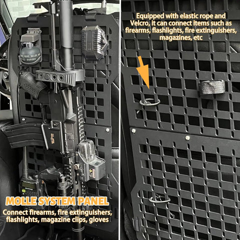 Built Tight Rigid Molle Panel For Trucks And Cars Lock Down Your Gear With This Kickass Tactical Seat Back Organizer featuring firearm and gear storage.