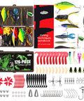 All In One 126 Piece Fishing Lure Kit With Tackle Box Included For Freshwater Angling, 17 Lure Types And 13 Accessories Displayed