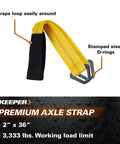 2 Inch By 24 Inch Premium Axle Tie Down Strap With D Rings, Heavy Duty Cargo Tie Down For Hauling, 3333 lbs Working Load Limit