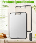 Two Sided Non Toxic Cutting Board For Kitchen With Stainless Steel And BPA Free PP Surfaces 15.9 Inches Non Slip.