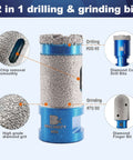 Blue BRSCHNITT 2-in-1 diamond drill & finger milling bit, 1-3/8" size, 5/8-11 thread