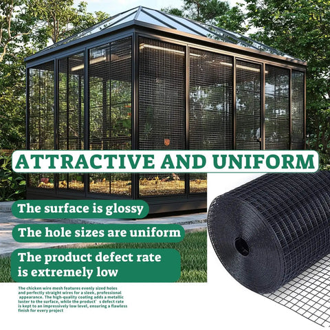 Greenhouse with black Heavy Duty Hardware Cloth One Half Inch Mesh 36 By 50 Ft Black Vinyl Coated 19 Gauge Chicken Wire Fence Roll