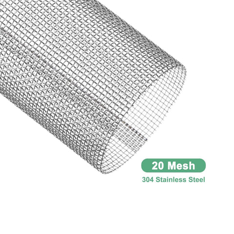 Close-up view of a 20 mesh stainless steel filter screen for inline water filters and pumps, heavy duty reusable strainer.