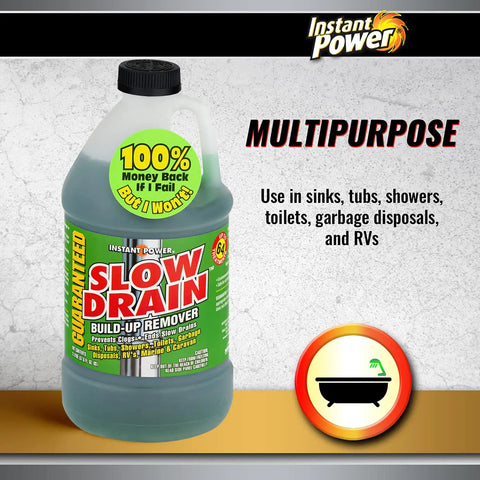 Slow Drain Build Up Remover With Bacterial Enzyme Formula That Destroys Organic Matter Ends Slow Drains In Sinks Tubs Showers Toilets
