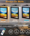 Dope Motion Sensor Picture Light For Wall Art showcasing three color temperatures with remote, highlighting a painting in three modes.