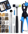 Leather Hole Punch Plier Kit With Revolving Punch Tool Pliers Ruler Grinding Rod Plastic Hammer 340 Snap Fasteners And Rivets