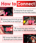 How to connect Heavy Duty 12 Plus 8 Pin To OBD2 Diagnostic Adapter Featuring Security Gateway Bypass Cable For American Cars And Trucks.
