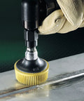 Using Roloc Bristle Disc For Metal Coating Removal, 80 Grit Ceramic Mineral, Molded Abrasive Bristles For Deburr on metal surface