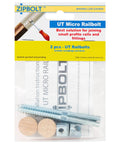 Low Profile Handrail Connector Micro Railbolt, No Sweat Quick Install For Staircase Fittings And Newel Posts, Gear driven 2 pack in packaging.