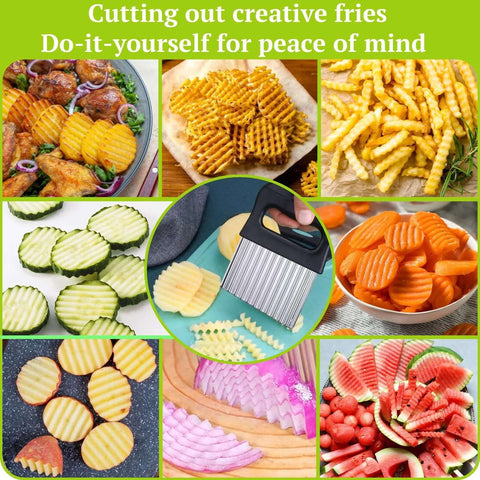 Suuker 2-in-1 crinkle cutter with vegetable peeler, stainless steel wavy slicer for potatoes.