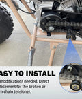 Heavy Duty Chain Tensioner With One And Three Quarter Inch Roller installed on mini bike for BT200X CT200U CT200U-EX TrailMaster