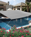7 By 7 Ft Grey Sun Shade Sail Canopy For Patio And Backyard Blocks 95 Percent UV Heavy Duty Commercial Grade Poly Fabric With Breathable Design And Stainless D Rings Custom Size Made In USA Outdoor Shelter installed over pool